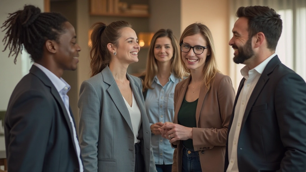 Professioneel team in diverse setting, natuurlijke interactie en houding, inclusief lichaamstaal
