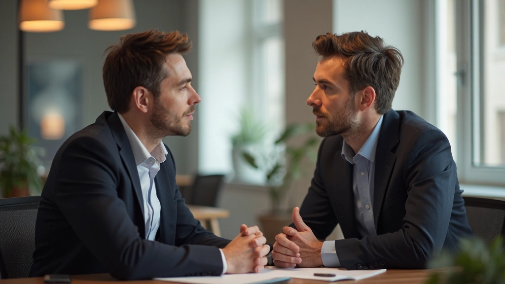 Twee professionals in een betekenisvol gesprek met duidelijke luister- en communicatievaardigheden